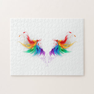 Puzzle Ailes fluffy arc-en-ciel