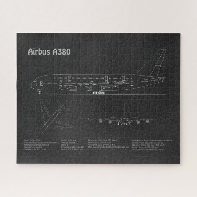 Puzzle Airbus a380 - Plans de dessin de plan d'avion PD (Horizontal)