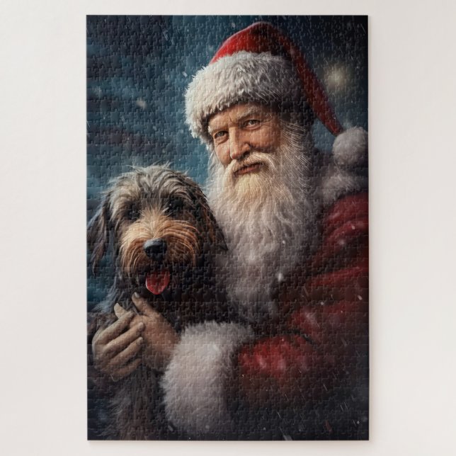 Puzzle Airedale avec Noël Festif du Père Noël (Vertical)