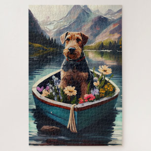 Puzzle Airedale Dog on a Paddle : Une aventure Pittoresqu