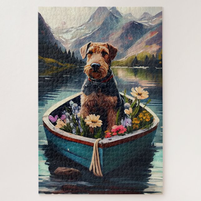 Puzzle Airedale Dog on a Paddle : Une aventure Pittoresqu (Vertical)