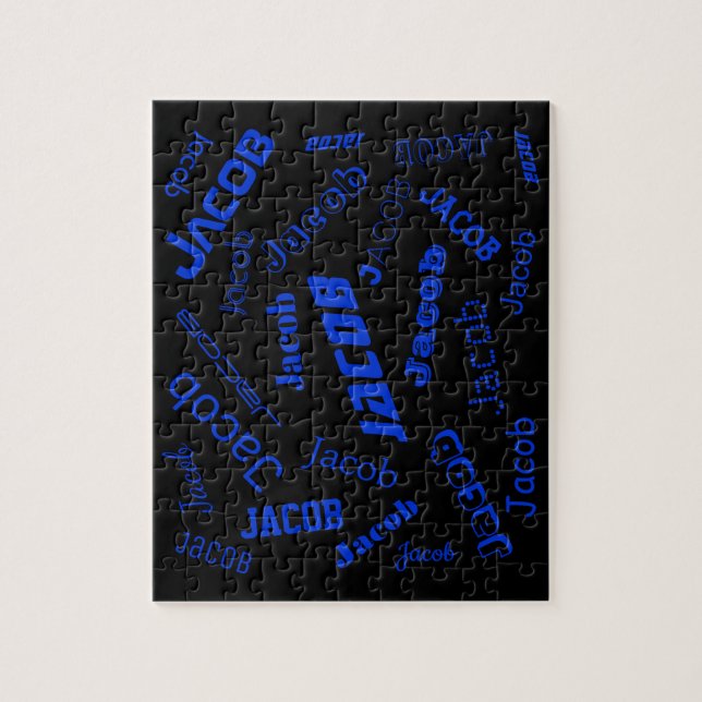 Puzzle Ajouter un nom ou un mot | Bleu et noir (Vertical)