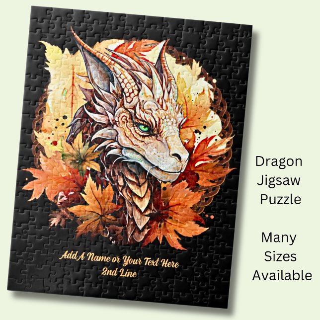 Puzzle Ajouter un nom ou un texte, Dragon avec feuilles d (Créateur téléchargé)