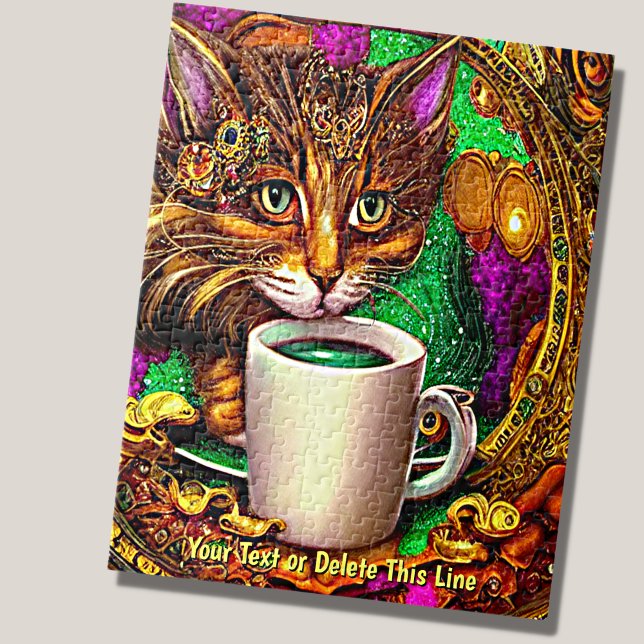 Puzzle Ajouter un nom Texte, Chat bijouté avec Mug blanc (Créateur téléchargé)