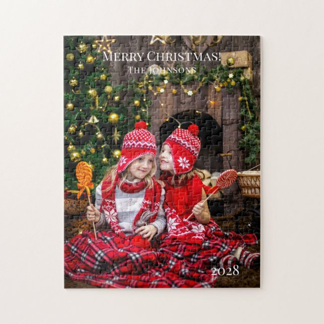 Puzzle Ajouter votre propre message photo Noël (Vertical)