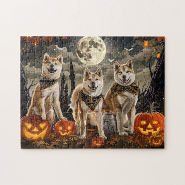 Puzzle Akita Halloween Éffrayant (Horizontal)