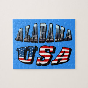 Puzzle Alabama Photo et USA Flag Font