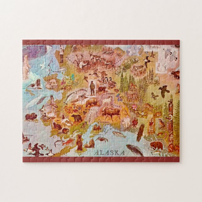 Puzzle Alaska Illustrated Postcard 11x14 (Horizontal)