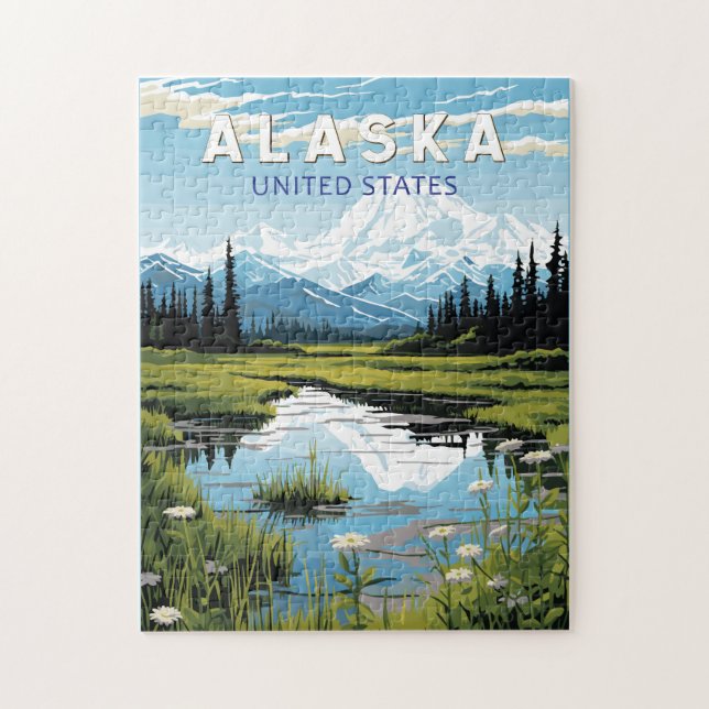 Puzzle Alaska Travel Art Vintage (Vertical)