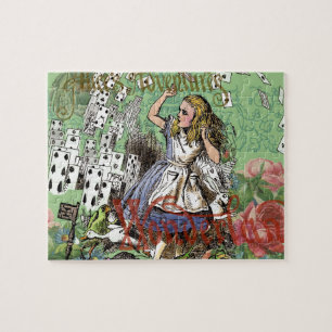 Puzzle alice cartes merveilleux chapeau lapin 