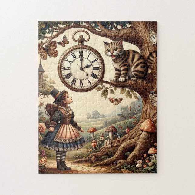 Puzzle Alice & Cheshire Cat: Whimsical Wonderland Fantasy (Vertical)