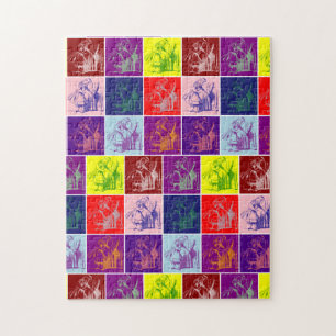 Puzzle Alice finding a little door pop art
