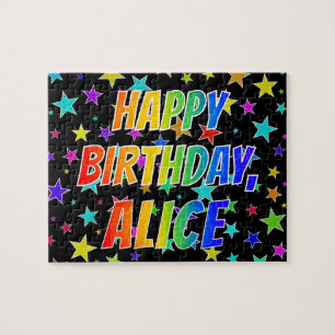 Puzzle "ALICE" Prénom, Amusant "HEUREUX ANNIVERSAIRE"