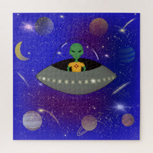 Puzzle Alien dans un vaisseau spatial portant un t-shirt 