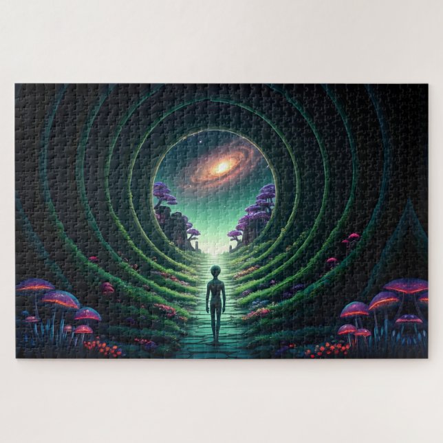 Puzzle Alien Figure marche vers une planète éloignée de S (Horizontal)