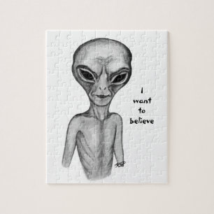 Puzzle Alien gris, je veux croire