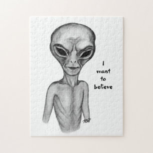 Puzzle Alien gris, je veux croire