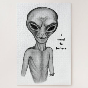 Puzzle Alien gris, je veux croire