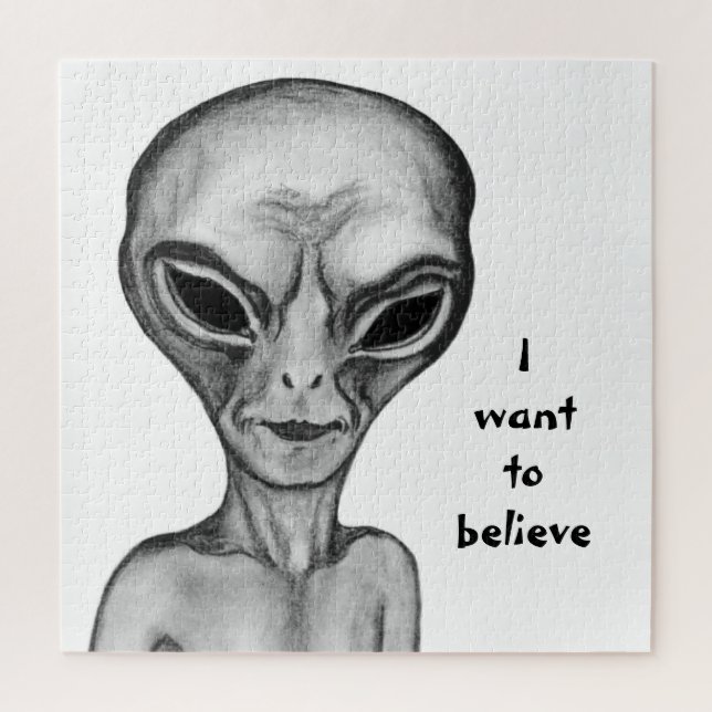 Puzzle Alien gris, je veux croire (Vertical)