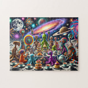 Puzzle Alien Tea Party Whimsical Extraterrestrial Cosmic