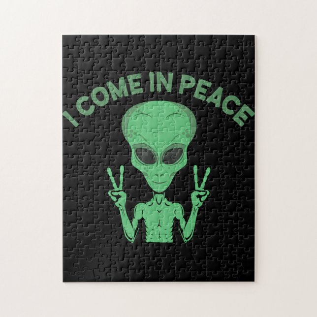 Puzzle Alien Vert Je Viens En Paix OVNI Extraterrestre (Vertical)