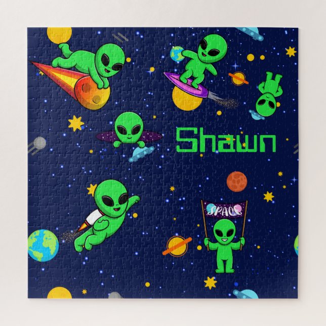 Puzzle Aliens personnalisés dans l'espace (Vertical)
