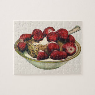 Puzzle Aliments vintages Petit déjeuner sain Fraises céré