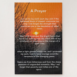 Puzzle allée sombre dans un coucher de soleil orange vif