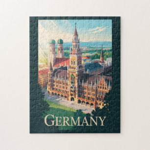 Puzzle Allemagne Munich Illustration Voyage Art Vintage