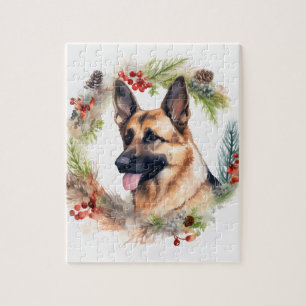 Puzzle Allemand Berger Noël Wreath Festive Pup
