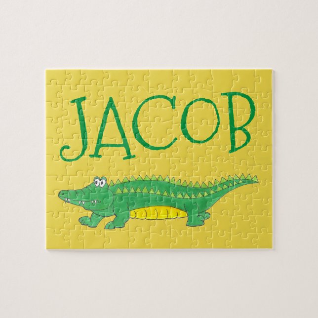 Puzzle Alligator vert personnalisé Crocodile enfant (Horizontal)