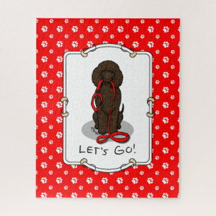 Puzzle Allons-y ! Marche Irish Water Spaniel Chien (foie