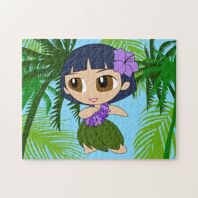 Puzzle Aloha Honeys Hawaiian Blue Hair Girl (Horizontal)