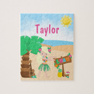 Puzzle Aloha Luau Beach Blonde Coiffeuse fille Jigsaw Puz