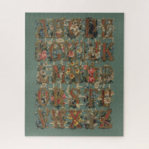 Puzzle Alphabet Floral Vintage