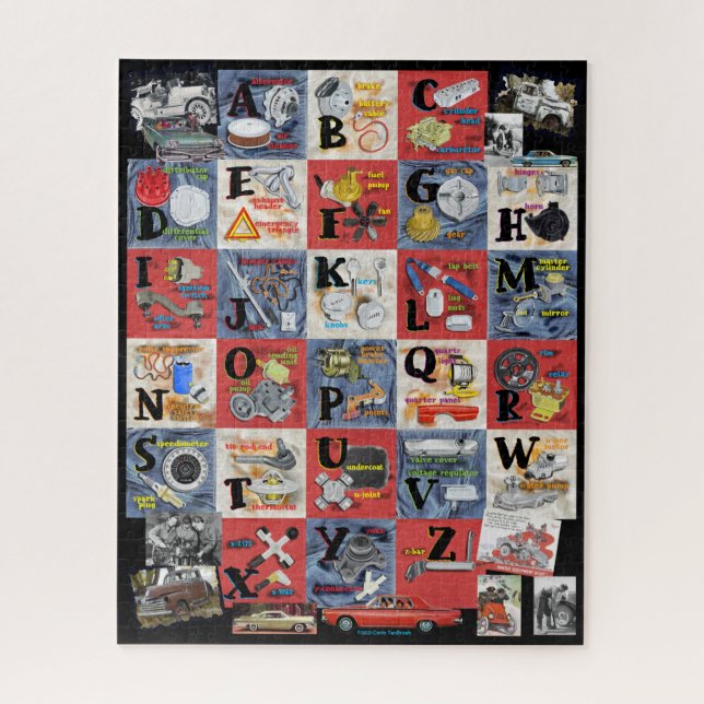 Puzzle Alphabet Pièces de voiture automobile (Vertical)