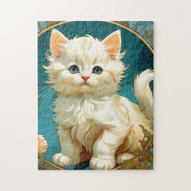 Puzzle Alphonse Mucha Art Nouveau Chat Blanc (Vertical)