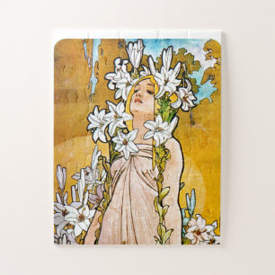 Puzzle Alphonse Mucha - Lily - White Border