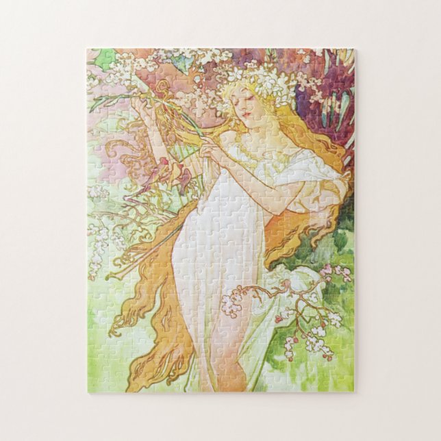 Puzzle Alphonse Mucha Printemps Floral Vintage Art nouvea (Vertical)