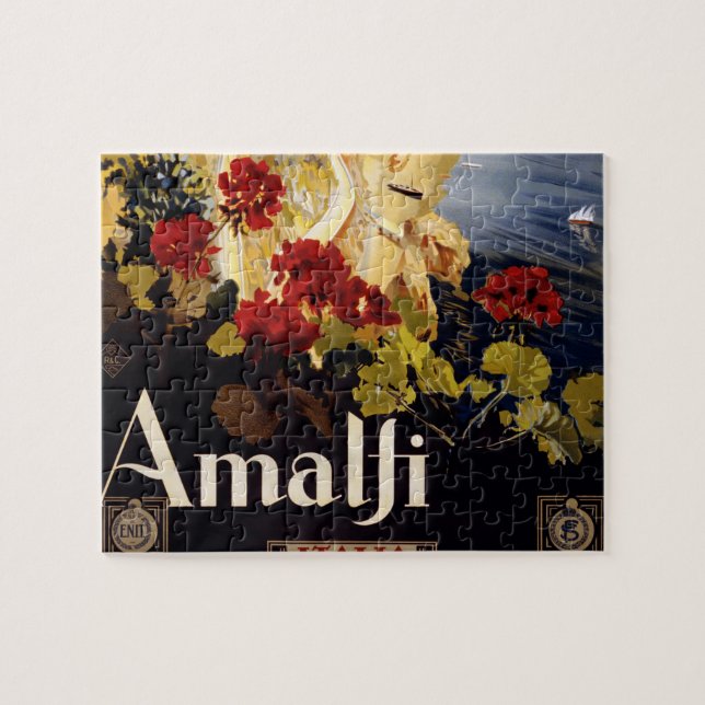 Puzzle Amalfi Italie Poster de voyage Graphique d'art (Horizontal)