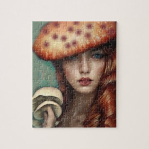 Puzzle amateur d'artiste de champignon de rose rouge desi