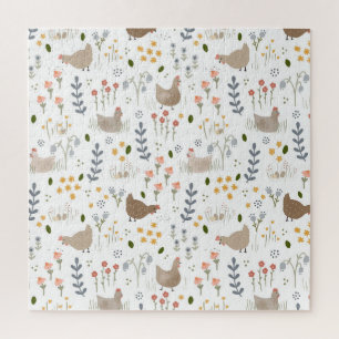 Puzzle Amateurs de poulet Ferme Animaux Plutôt Floral