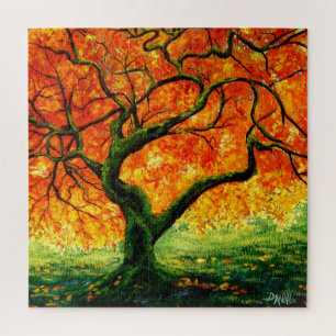 Puzzle Ambre chaud/automne Feuilles d'automne arbre tordu