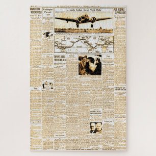 Puzzle Amelia Earhart Vintage journal Story Sepia
