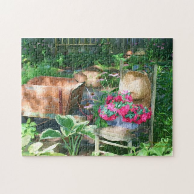Puzzle Aménagement de jardin fleuri Peinture à l'huile (Horizontal)