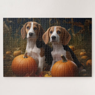 Puzzle American Anglais Foxhound Puppy Automne Delight
