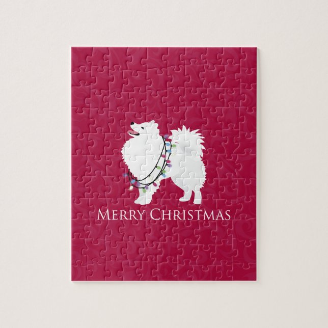 Puzzle American Eskimo Chien Joyeux Noël Design (Vertical)