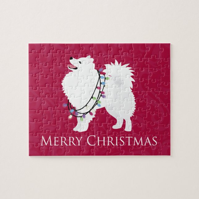 Puzzle American Eskimo Chien Joyeux Noël Design (Horizontal)