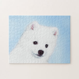 Puzzle American Eskimo Dog Painting - Original Dog Art