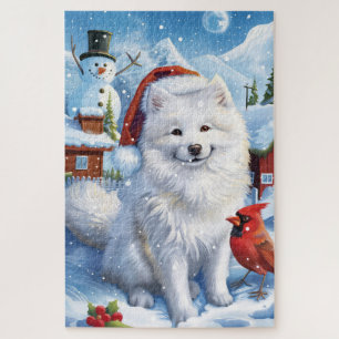Puzzle American Eskimo Dog Winter Wonderland Noël